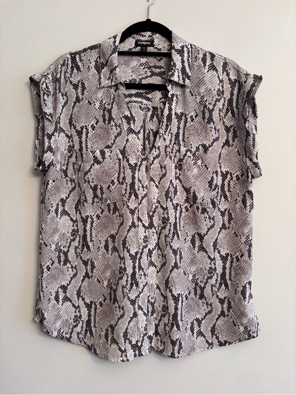 Express Snake-Print Short Sleeve Blouse
